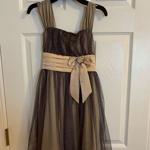 Sequin Hearts Gold- Black Sparkly Girls dress.12